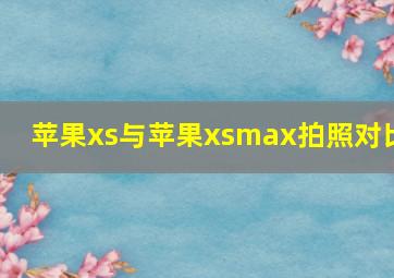 苹果xs与苹果xsmax拍照对比