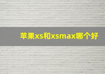 苹果xs和xsmax哪个好