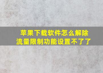 苹果下载软件怎么解除流量限制功能设置不了了