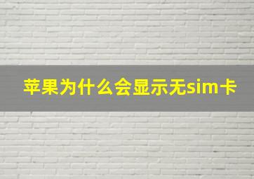 苹果为什么会显示无sim卡