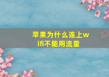 苹果为什么连上wifi不能用流量