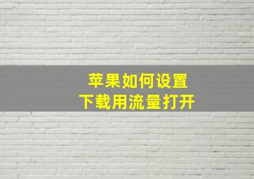 苹果如何设置下载用流量打开