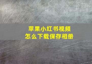 苹果小红书视频怎么下载保存相册