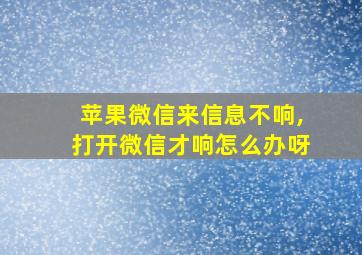 苹果微信来信息不响,打开微信才响怎么办呀