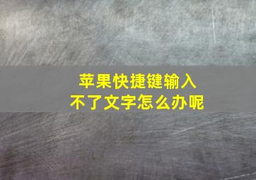 苹果快捷键输入不了文字怎么办呢