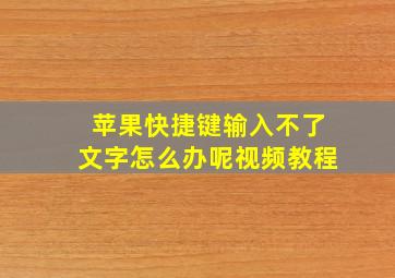 苹果快捷键输入不了文字怎么办呢视频教程