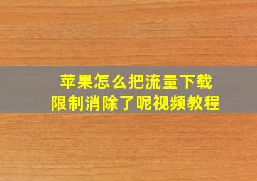 苹果怎么把流量下载限制消除了呢视频教程