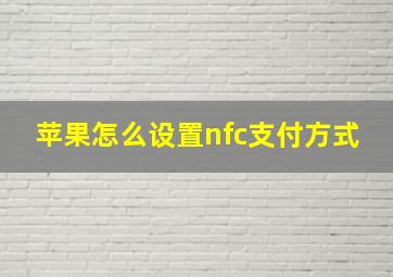 苹果怎么设置nfc支付方式