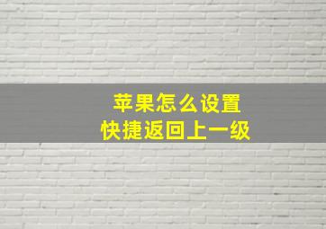 苹果怎么设置快捷返回上一级