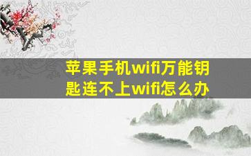 苹果手机wifi万能钥匙连不上wifi怎么办