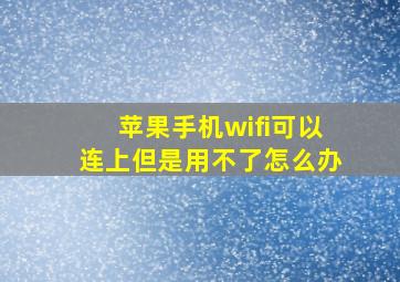 苹果手机wifi可以连上但是用不了怎么办