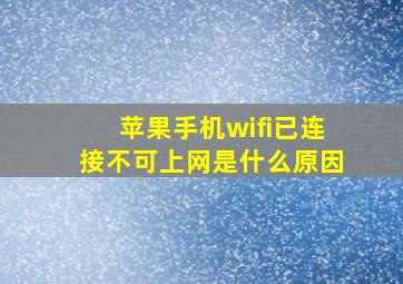 苹果手机wifi已连接不可上网是什么原因