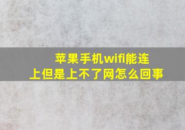 苹果手机wifi能连上但是上不了网怎么回事