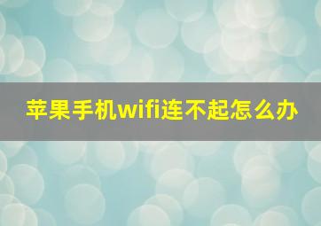 苹果手机wifi连不起怎么办