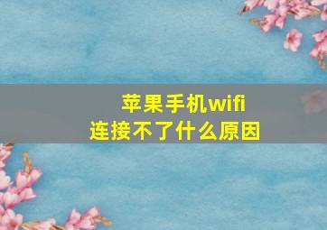 苹果手机wifi连接不了什么原因