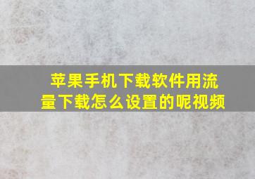 苹果手机下载软件用流量下载怎么设置的呢视频