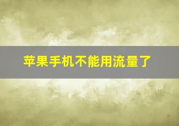 苹果手机不能用流量了