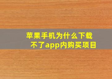 苹果手机为什么下载不了app内购买项目