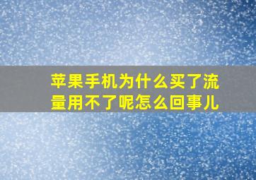 苹果手机为什么买了流量用不了呢怎么回事儿