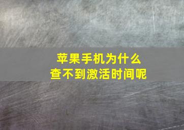 苹果手机为什么查不到激活时间呢