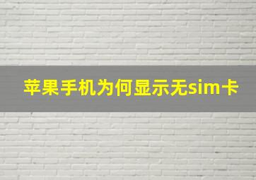 苹果手机为何显示无sim卡