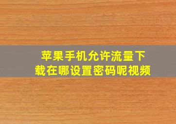 苹果手机允许流量下载在哪设置密码呢视频