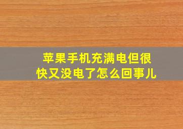 苹果手机充满电但很快又没电了怎么回事儿