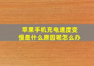 苹果手机充电速度变慢是什么原因呢怎么办