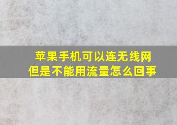 苹果手机可以连无线网但是不能用流量怎么回事