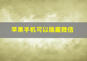 苹果手机可以隐藏微信