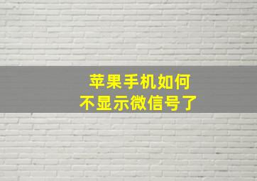 苹果手机如何不显示微信号了