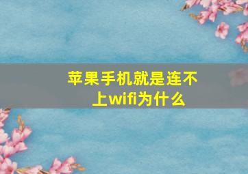 苹果手机就是连不上wifi为什么