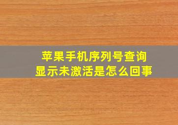 苹果手机序列号查询显示未激活是怎么回事