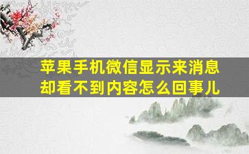 苹果手机微信显示来消息却看不到内容怎么回事儿