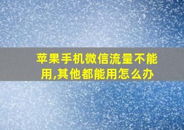 苹果手机微信流量不能用,其他都能用怎么办