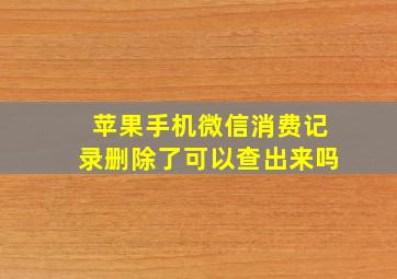 苹果手机微信消费记录删除了可以查出来吗