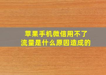 苹果手机微信用不了流量是什么原因造成的