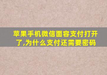 苹果手机微信面容支付打开了,为什么支付还需要密码