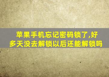 苹果手机忘记密码锁了,好多天没去解锁以后还能解锁吗