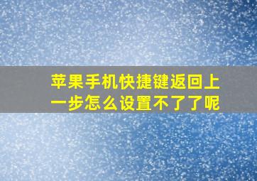 苹果手机快捷键返回上一步怎么设置不了了呢