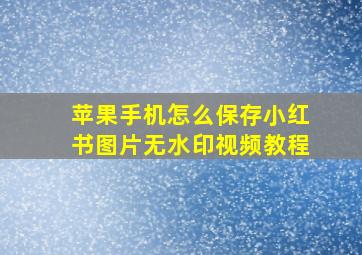 苹果手机怎么保存小红书图片无水印视频教程