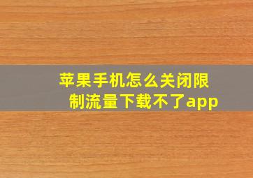 苹果手机怎么关闭限制流量下载不了app