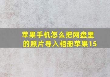 苹果手机怎么把网盘里的照片导入相册苹果15