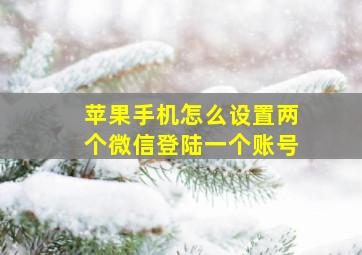 苹果手机怎么设置两个微信登陆一个账号