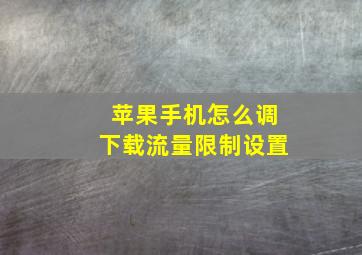 苹果手机怎么调下载流量限制设置