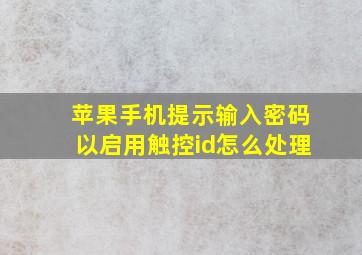 苹果手机提示输入密码以启用触控id怎么处理