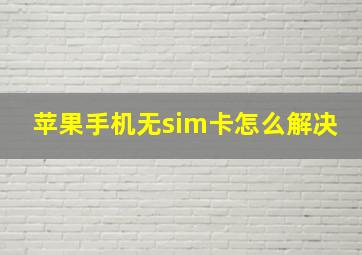 苹果手机无sim卡怎么解决