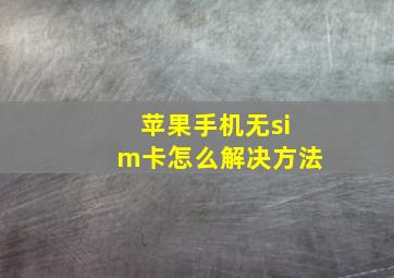 苹果手机无sim卡怎么解决方法