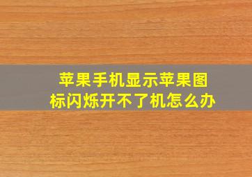 苹果手机显示苹果图标闪烁开不了机怎么办