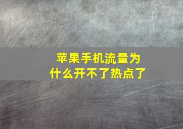 苹果手机流量为什么开不了热点了